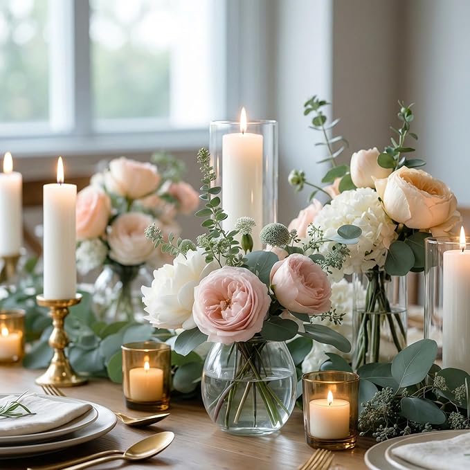 110 Pcs Mixed Artificial Eucalyptus Stems with Baby's Breath, 5 Kinds Faux Greenery Stems Bulk for Wedding DIY Bouquets, Realistic Silk Silver Dollar Eucalyptus Leaves for Vase, Home & Party Decor