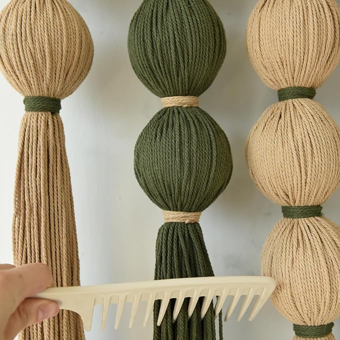 Macrame Wall Hanging Large Boho Wall Decor Natural Green Jute Sphericity Cotton Textile Wall Hanging Geometric Art Fiber Yarn Art Handmade For Living Room Bed Room Apartment Wedding Party 39" Wx39" L