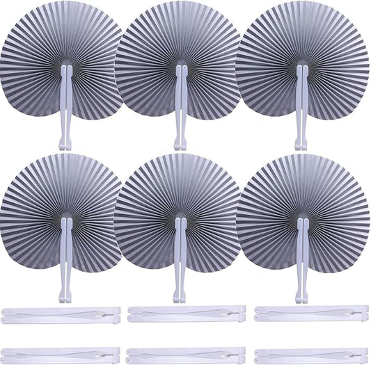 20 Pieces Silver Round Paper Fans | Foldable Handheld Fans for Women,Folding Hand Fans for Wedding,Bridal Guest,Church,Party Favors,Dancing,Birthday,DIY