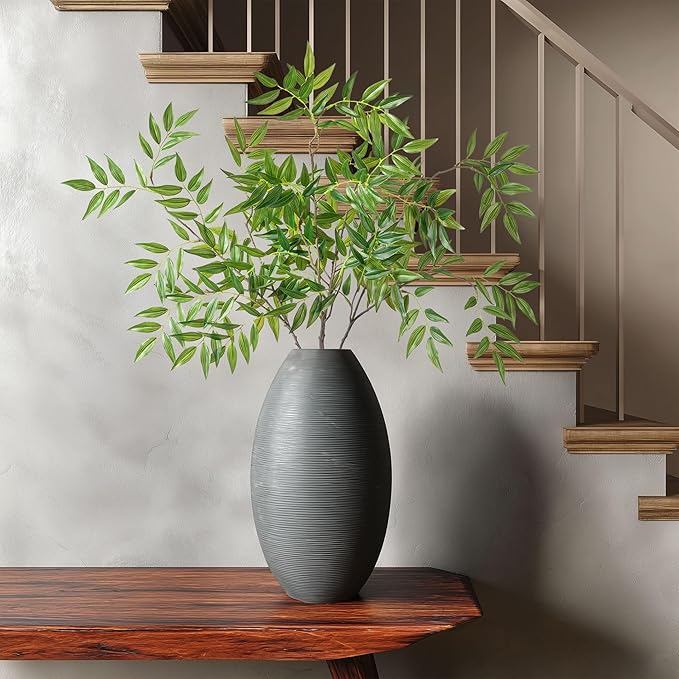 Fake Plants 32.3In Faux Bamboo Leaves Stems Artificial Greenery Stems Artificial Branches for Vase Faux Branches for Vase Fake Green Plants Suitable for DIY Home Office Dining Room Decor 4PCS