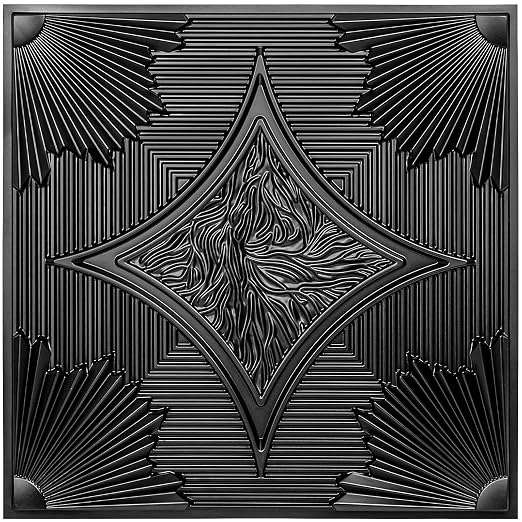 Art3d Drop Ceiling Tiles 24x24 in Black (12-Pack, 48 Sq.ft), 3D Wainscoting Panels Glue Up 2x2