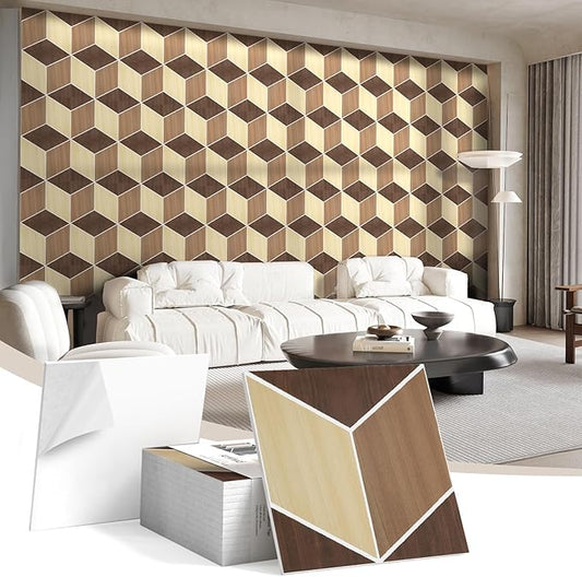 12Pack Acoustic Panels, Self-Adhesive Sound Proof Panels for Walls, Decorative Wood Grain Printing Sound Dampening Panels Sound Absorption Tile for Studio, Office, Home, 12×12×0.4", Dark Walnut Grain
