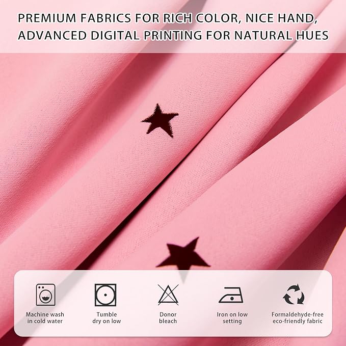 XiDi Pink Curtains for Girls Bedroom 84 Inches Long Blackout Nursery Curtains Double Layer with Sheer Overlay for Kids Toddler Princess Room Grommet Privacy Room Darkening Window Drapes 52x84 Inches