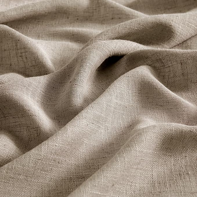 MIULEE Taupe Grey Linen Curtains 96 Inches Long 2 Panels for Bedroom Living Room, Soft Linen Textured Window Drapes Semi Sheer Light Filtering Back Tab Rod Pocket Farmhouse Modern Burlap Look Decor
