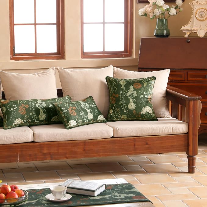 ISAENNE Designer Vintage Velvet Throw Pillow Cover,18"x18"-Nocturne | Pillow Cover,Concealed Zipper Design,Dragonfly Pattern,Sofas,Bedroom,Living Room,Lounge Chairs,All Season Home Decor
