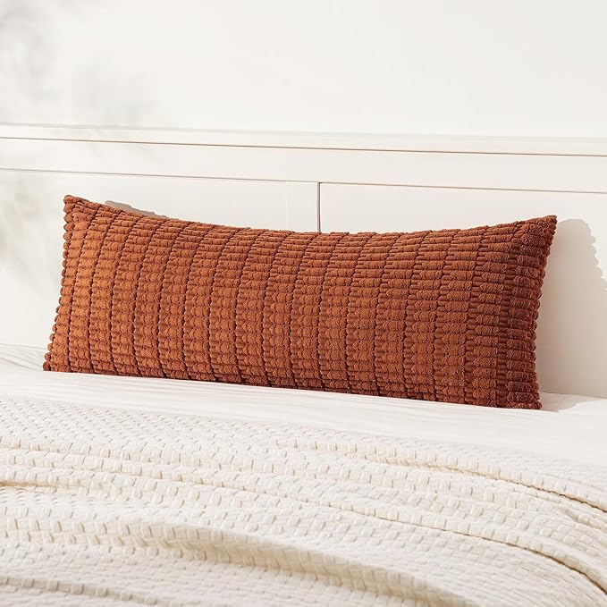 MIULEE Fall Pack of 1 Fall Dark Rust Long Body Lumbar Decorative Throw Pillow Cover 14x36 Inch for Bed Couch Sofa Living Room Soft Boho Pillow Cover Modern Farmhouse Home Decor
