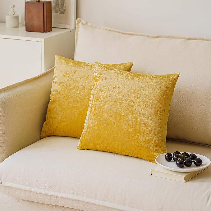 NiNi ALL Decorative Throw Pillow Covers Pack of 2, Velvet Throw Pillow Cases for Couch Pillows Cover Bedroom Living Room Outdoor Pillow Covers 22x22 Inch Gold