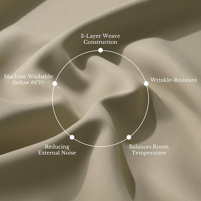 NICETOWN 100% Blackout Curtain Panels 84 inch Long for Living Room, Cocoa Eggnog, 2 Panels, Thermal Insulated Farmhouse Blackout Window Drapes for Bedroom