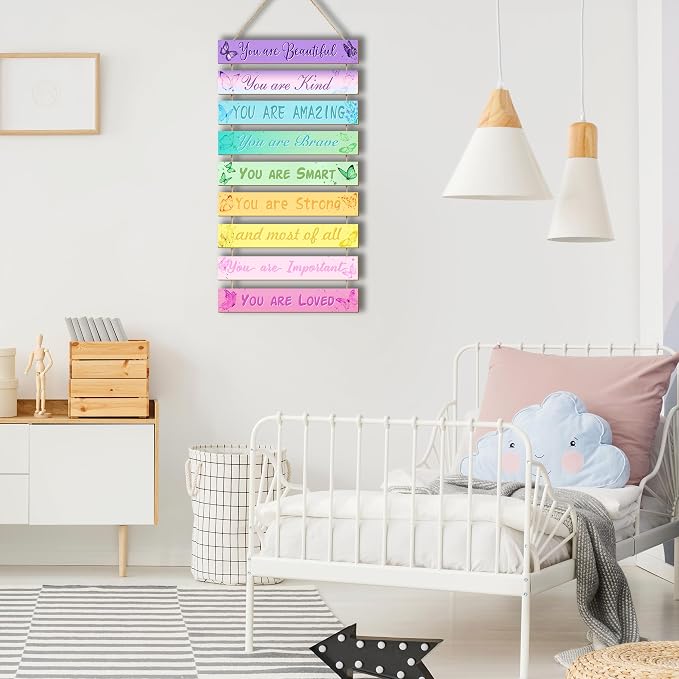Butterfly Room Decor Set - 9 Pieces for Girls' Bedroom, Inspirational Wall Plaques