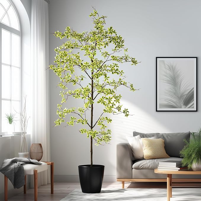 Erimda Faux Black Olive Tree 8ft, Faux Plants Indoor Large Tall Tree Artificial Shady Lady Tree with Natural Wood Trunk & Realistic Leaves, Fake Olive Plant for Home Office Indoor Decor