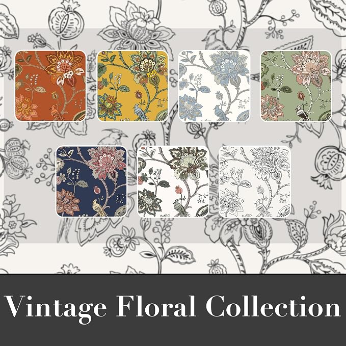 Black Vintage Farmhouse Floral Curtains, 8FT Floor to Ceiling Curtain Drapes for Living Room Bedroom 96 Inches Long 2 Panels Set