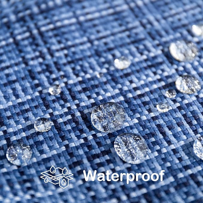 Kevin Textile Pack of 2 Decorative Outdoor Waterproof Throw Pillow Covers Pillowcases Modern Cushion Cases for Patio Couch Bench 22 x 22 Inch Navy Blue