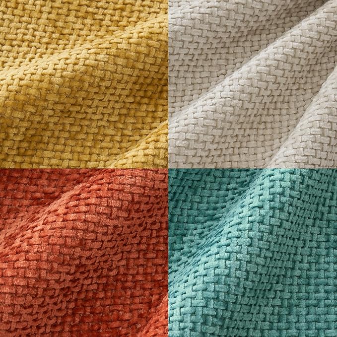 MIULEE Pack of 4 Couch Throw Pillow Covers 18x18 Inch Neutral Orange/Teal Soft Decorative Chenille Pillow Covers Farmhouse Accent Cushion Covers for Boho Fall Home Decor Sofa Bedroom Living Room