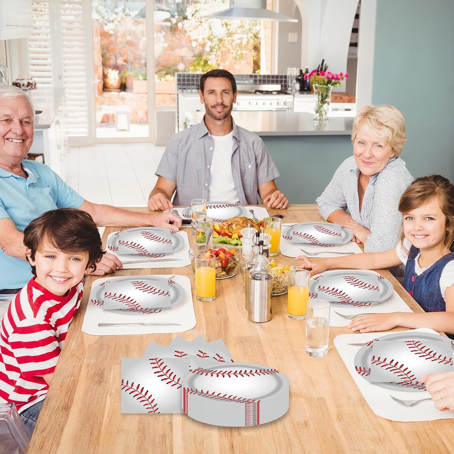 40 Pcs Baseball Party Dessert Plates and Napkins Sets 9" Paper Plates and 6.5" Napkins Party Supplies Tableware Decoration For Birthday Picnic