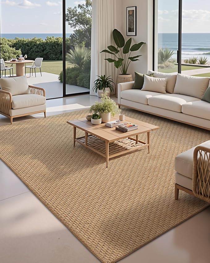 LUMI 6x9 Jute Area Rug for Living Room, Natural Handwoven Rugs Non Slip, Farmhouse Braided Carpets No Shedding for High Traffic, Dining Room, Indoor, Outdoor, Patio