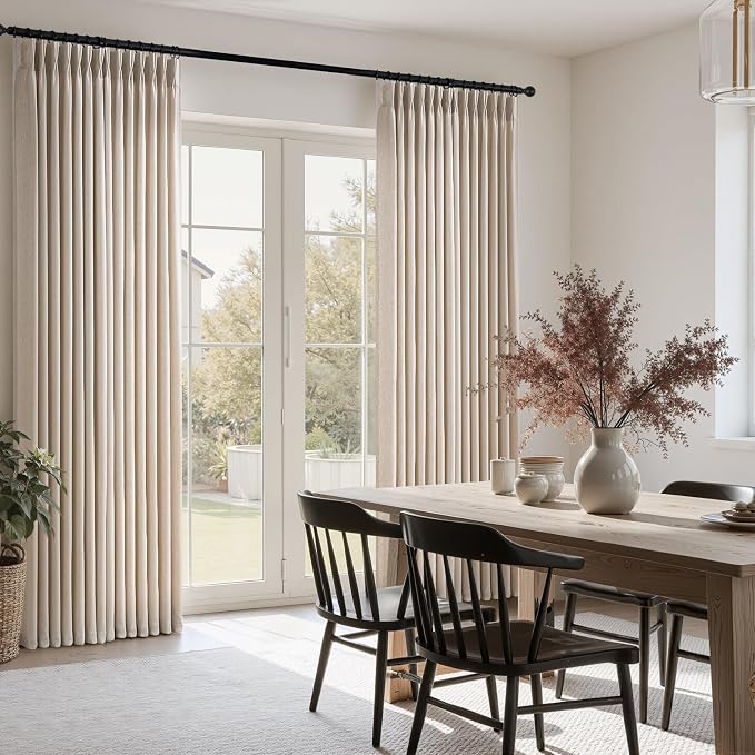 Pinch Pleated Curtains 90 Inches Long 2 Panels Set,Beige Semi Sheer Blend Fabric Farmhouse Cozy Rustic Western Home Decor Curtain Drapes for Living Room Bedroom,40x90 inch Length,Apricot