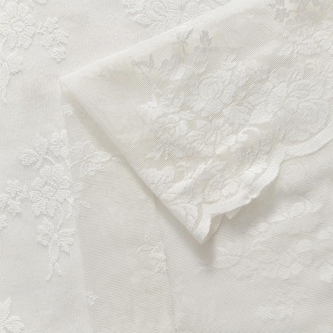 Kotile Ivory Lace Curtains 94 Inches Long, W52 x L94 Inch, 2 Panels, Country Rustic Floral Vintage Lace Curtains for Living Room Rod Pocket Privacy Light Filtering Cottagecore Sheer Window Curtain