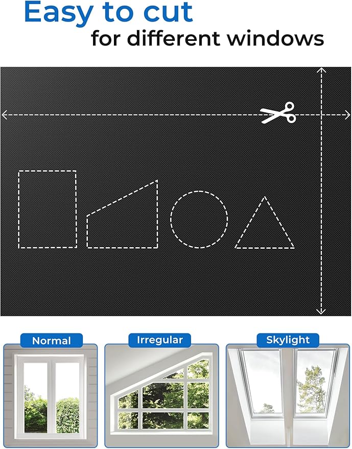 Sumobaby Blackout Curtains for Bedroom Portable 43"x84",No Drill Blackout Shades with Upgraded Hook&Loop Tapes,100% Black Out Window Cover,Thermal Insulated Blinds for Bedroom,Nursery(1 Panel,Black)