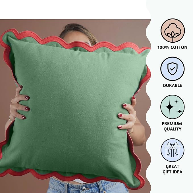 Folkulture Throw Pillow Covers | (20 x 20) Set of 2 Lumbar Pillow Decorative | Couch Pillow for Living Room | Cute Outdoor Pillows | Throw Pillows for Couch (Mistletoe)