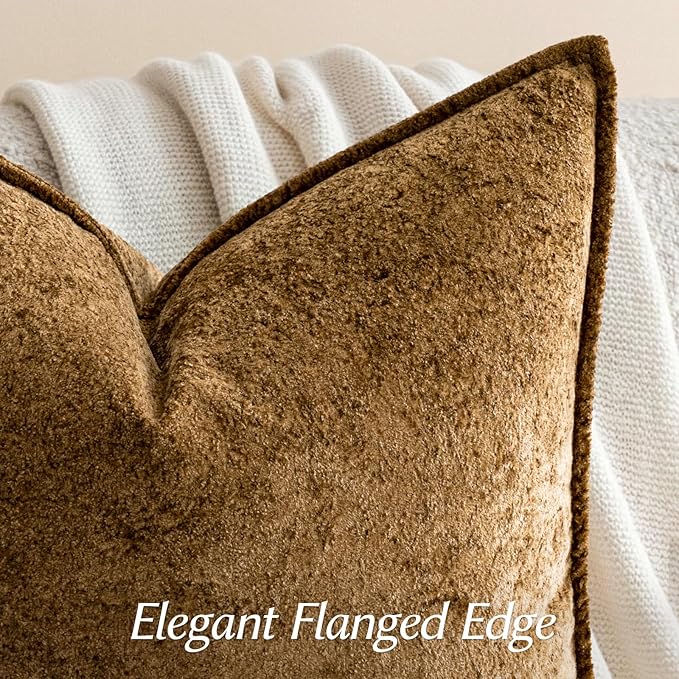 a moment Throw Pillow Covers 16X16 Inch 4 Packs,Soft Velvet Decorative Pillow Cases with 3D Ice Flower,Texture Modern Accent Cushion Covers for Sofa Couch Home Decor Golden Brown