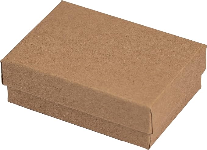JPB Recycled Kraft Cotton Filled Jewelry Boxes #32 (Case of 100) (3 1/8" x 2 1/8" x 1")