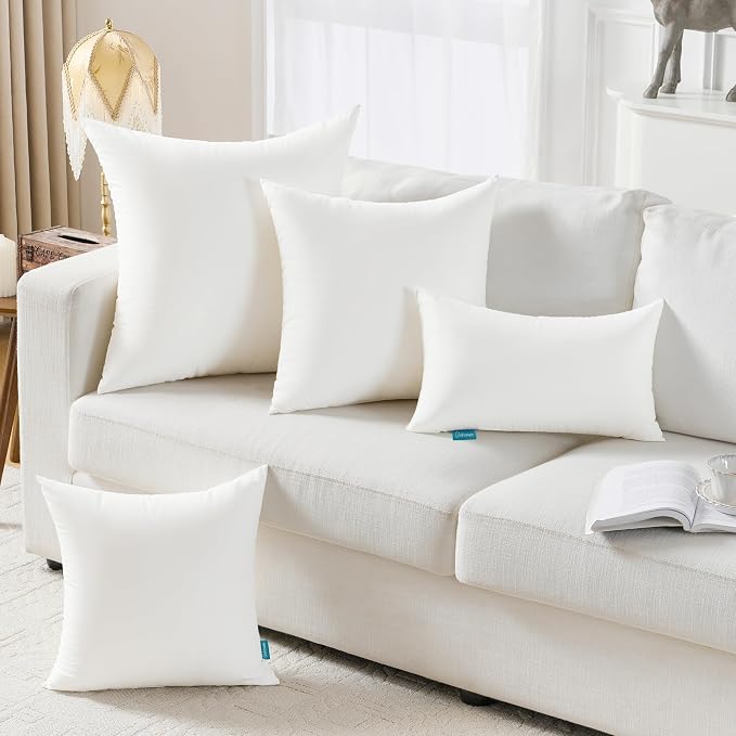 Oubonun 20x20 Waterproof Outdoor Pillow Inserts – Set of 2 Firm & Fluffy, Water Resistant Throw Pillows for Patio, Garden, Porch, or Indoor Decorative
