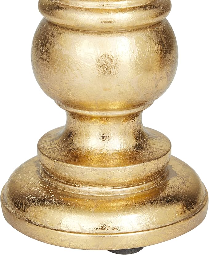 Deco 79 Mango Wood Decorative Candle Holder Turned Style Pillar Candle Stand, Set of 3 Candlestick Holder 10", 8", 6"H, Gold