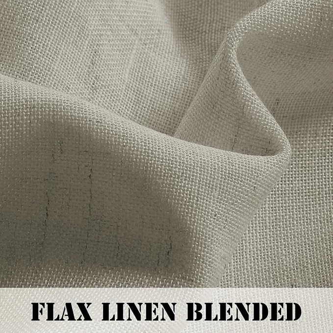 H.VERSAILTEX Linen Curtains Elegant Natural Linen Semi Sheer Curtains Energy Light Filtering Rod Pocket Window Treatments Panels for Living Room (Set of 2, Oatmeal, 52 inch W X 96 inch L)