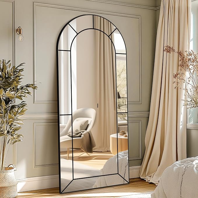 Wall Mirror,Full Length Floor, Window Pane Mirror for Living Room Decor, Decorative Wall Art, Large Wall for Bedroom, Hallway, Living Room Arch-56"X22"