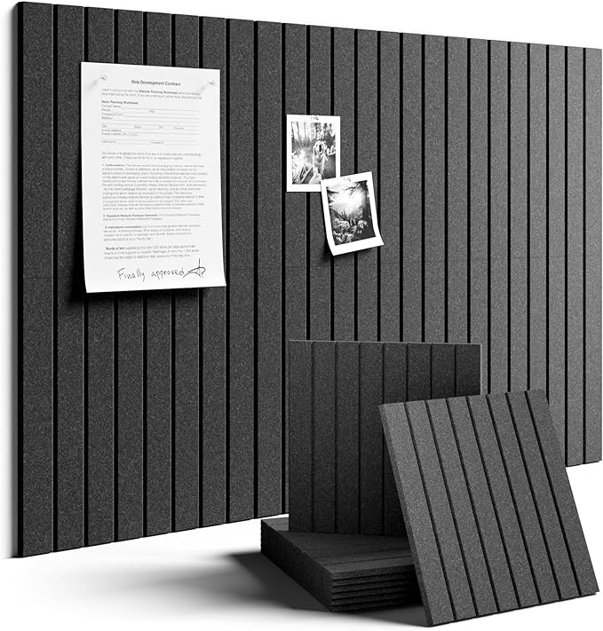 Fluxynara Large Felt Bulletin Board 36" x 24" Cork Board Alternative-6 Pack with 32 Safe Removable Adhesive Tabs, Cork Boards for Walls Cork Board for Home Office Classroom Pin Board -Charcoal Gray