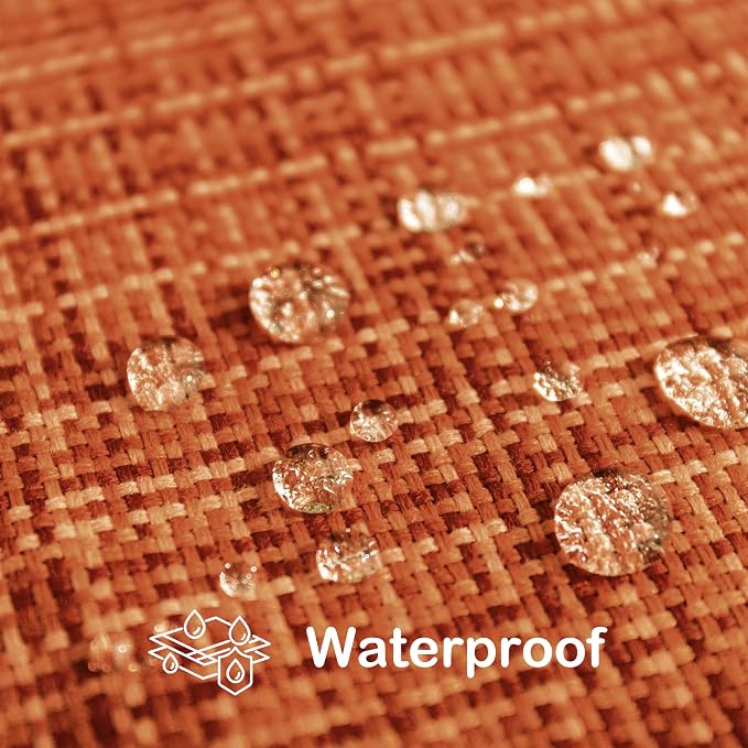 Kevin Textile Outdoor Waterproof Throw Pillow Covers 14x36 Inch Pack of 1 Woven Faux Linen Decorative Water Resistant Long Body Lumbar Cushion Covers for Tent Patio Garden Couch Sofa Burnt Orange