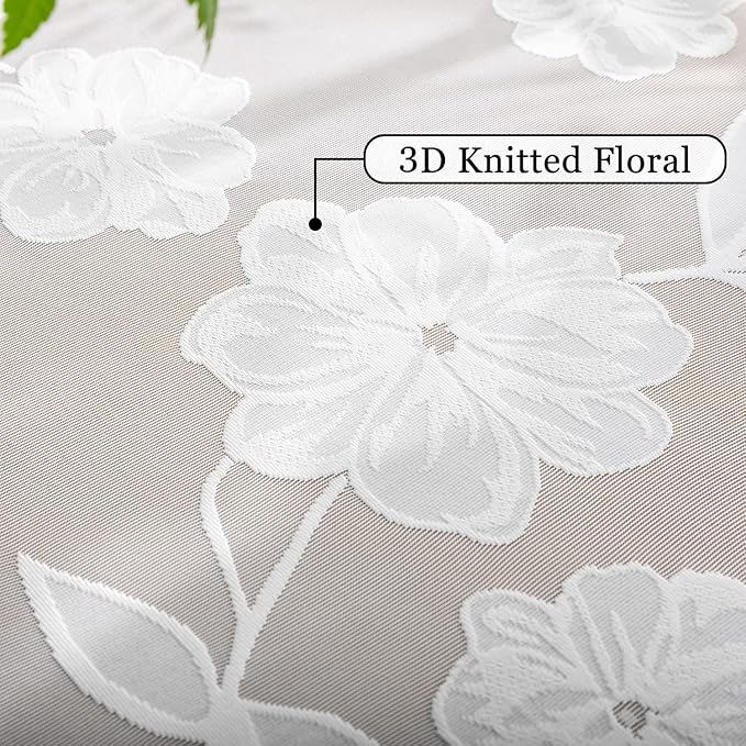 White Lace Sheer Curtains for Living Room 84inch Vintage Rose Botanical Floral Leaf Lace Window Curtain Panel with Decorative Scalloped Edge for Bedroom 54"W 2pcs Rod Pocket 7ft floor length