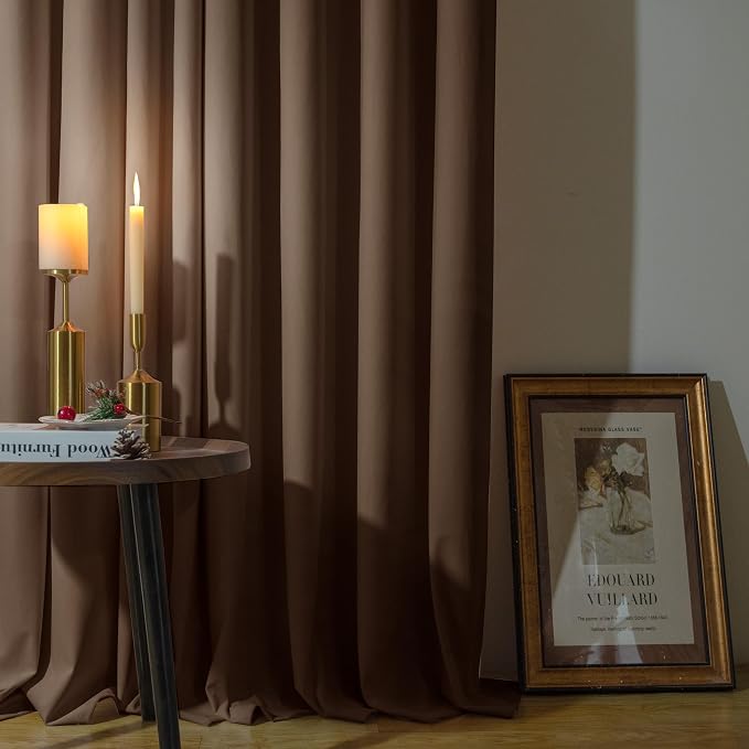 YoungsTex Dark Brown Velvet Curtains for Living Room, Thermal Insulated Window Drapes with Grommet Privacy for Sliding Door Bedroom, 2 Panels, 52 X 90 Inch