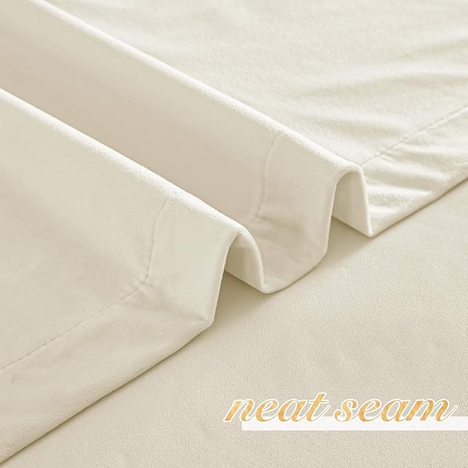 NICETOWN Thermal Insulated Ivory White Velvet Curtains 72 Inch Length, Heavy Duty Keep Warm Drapes Room Darkening Thermal Insulated Drapes for Patio Hall Villa, Bedroom Window Treatment, Set of 2