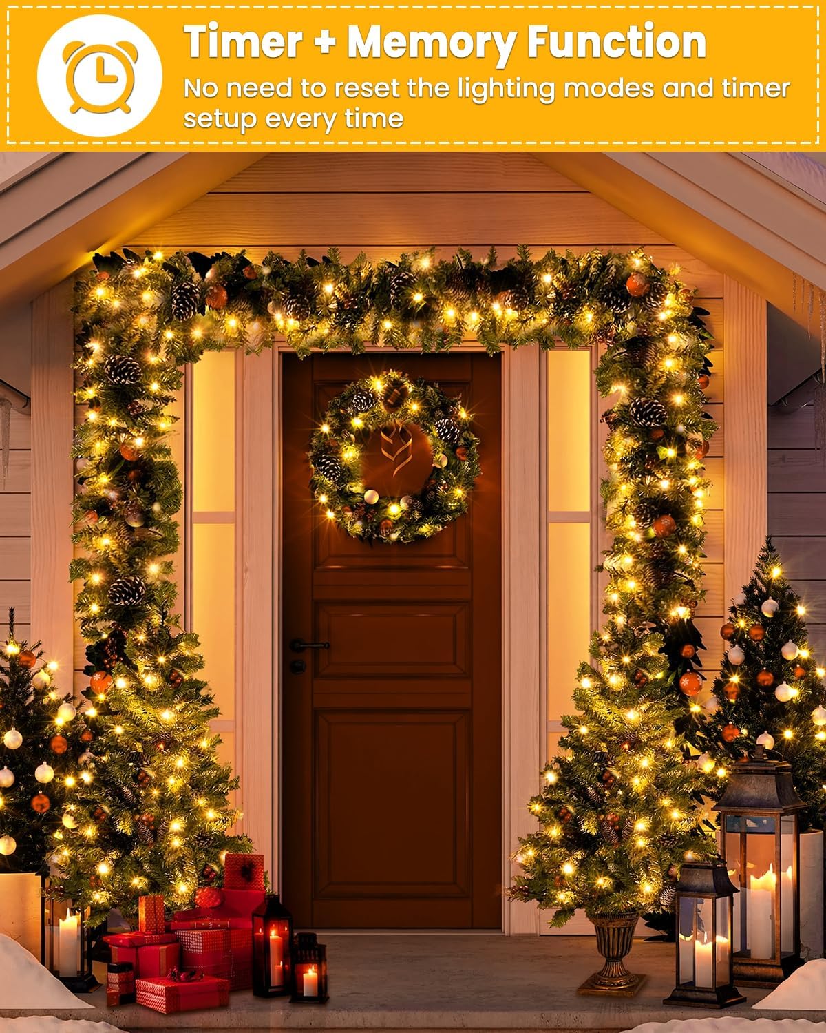 158 FT 480 LED Christmas Tree Lights, String Lights Green Wire with 8 Modes, Timer and Memory, Plug in Outdoor Waterproof Twinkle Lights for Indoor Yard Xmas Holiday, Warm White