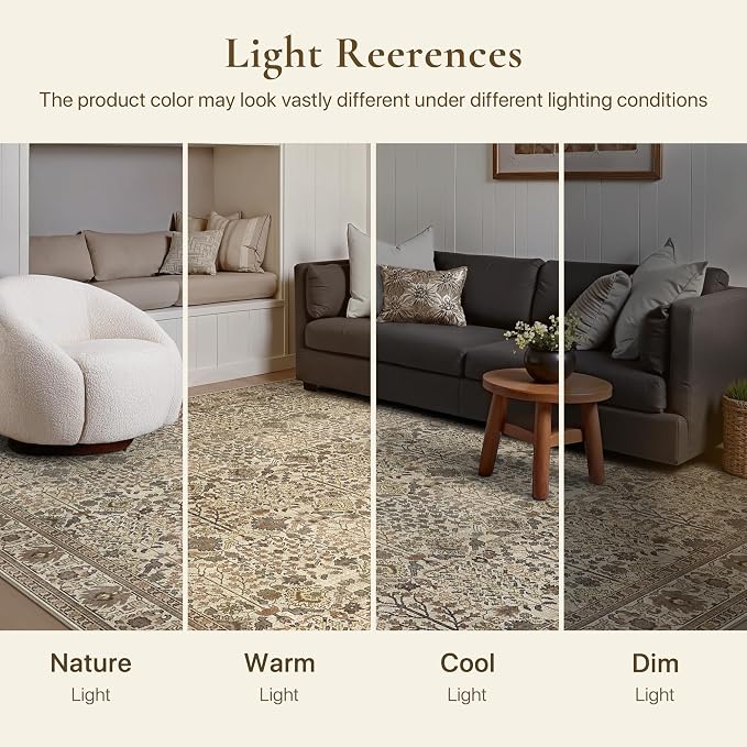 Bavni 2x8 Rug Runners for Hallways, Washable Runner Rug Non Slip,Vintage Floral Print Style Rugs for Bedroom-Lightweight Low Pile Carpet for Hallways Bathroom, Dark Espresso