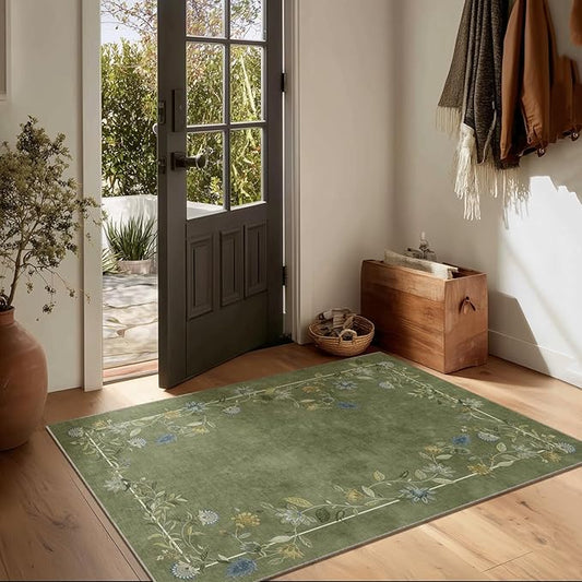 2x3 Small Area Rugs for Entryway: Machine Washable Door Mat Indoor Entrance Stain Resistant Non Slip Rubber Backed Low Pile Soft Throw Rugs for Bedroom Kitchen Front Door Indoor Entrance Foyer Entry