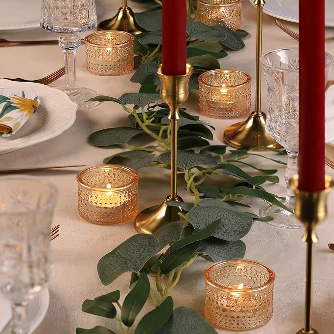 NITIME 4PCS Gold Votive Candle Holder, Tealight Candle Holders for Table Centerpiece, Gold Glass Candle Holder for Wedding, Home and Party Decor