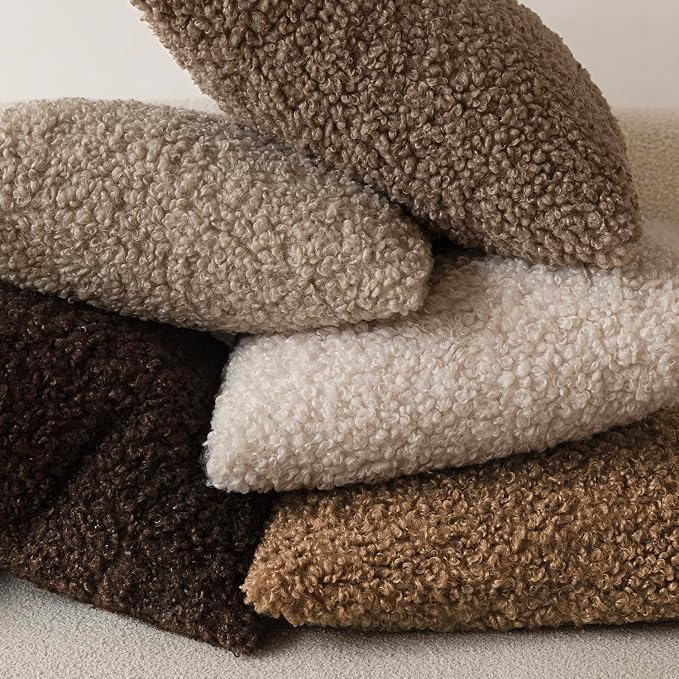 Foindtower 2 Pieces 24x24 Inch Dark Bronze, Faux Fur Throw Pillow Cover Accent Sherpa Furry Pillow Covers Fuzzy Soft Pillowcases Cozy Sheepskin Decorative Fleece Cushion Case for Bed Couch Living Room