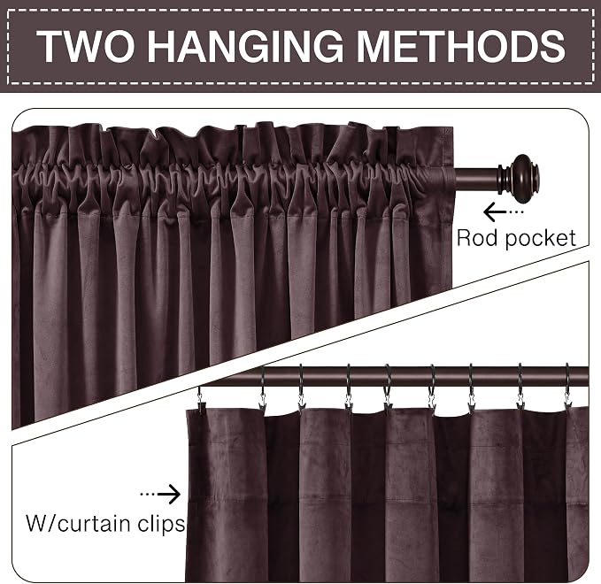 StangH Purple Curtains 84 Inch - Luxury Thermal Light Blocking Privacy Velvet Drapes for Bedroom & Living Room, Super Soft Noise Reducing Window Treatments, W52 x L84, 2 Panels