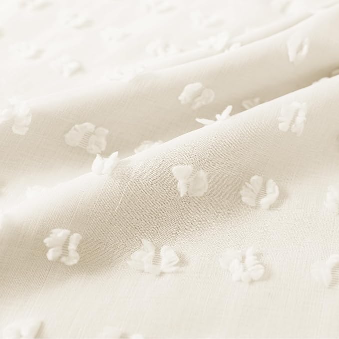 Cream Back Tab Pom Pom Curtains for Girls Room Bedroom Nursery Living Room Blackout Curtains Double Layer,96 Inch Length