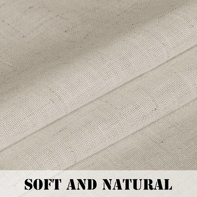 Linen Curtains Elegant Natural Linen Blended Curtains Energy Efficient Light Filtering / Rod Pocket Window Treatments Panels / Drapes for Livingroom (Set of 2, Angora, 52 inch W X 72 inch L)