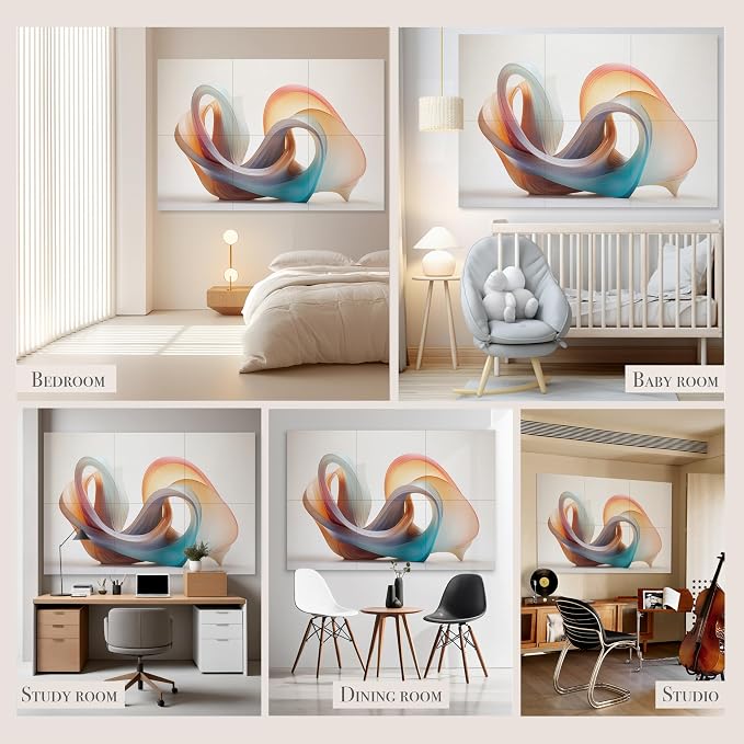 Soon Global Acoustical Wall Panels, 72 X 48 Inches Art Acoustic Panels, Decorative Acoustic Panels, Acoustic Wall Panels, Sound Absorbing Wall Art, Fluid