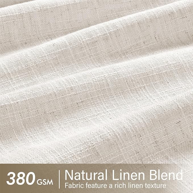 MIULEE Pinch Pleated Thick Linen Curtains 54 Inches Long 2 Panels for Kitchen Bedroom Basement, Linen Textured Memory Trained Drapes Pleat Back Tab Light Filtering Natural Small Short Window Curtains