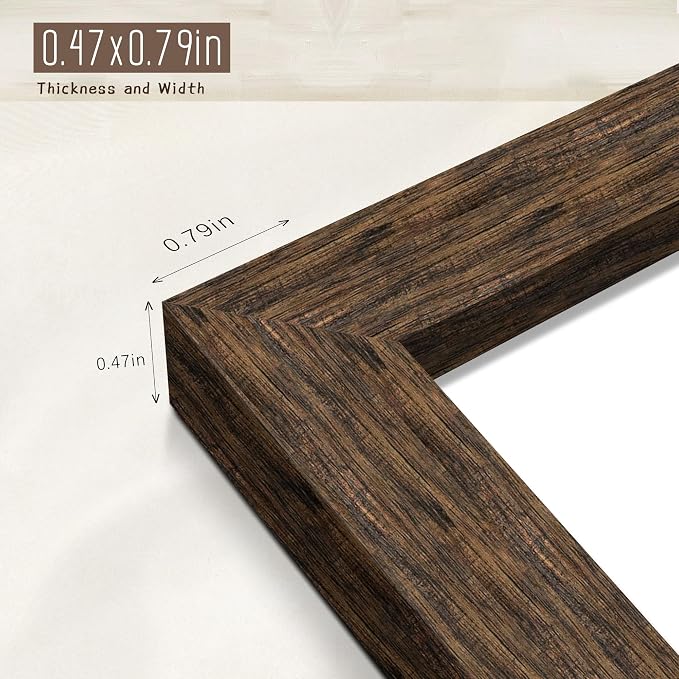 Picrit 12x18 Picture Frame 3 Pack, Wooden Brown Rustic Poster Frame, Display Poster 11 x 17 with Mat or 12 x 18 without Mat for Horizontal or Vertical Wall Mounting