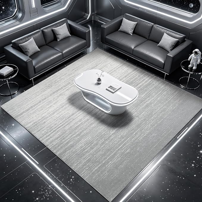 LIANLAM 6x9 Silver Infused Self-Cleaning Rug for Living Room (6x9,Silver) | NASA-inspired silver infused fabric washable rug,long-lasting surface freshness, low-pile minimalist versatile home decor