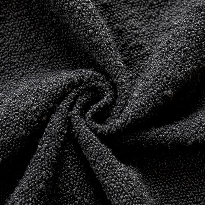 Foindtower Set of 2, Decorative Textured Boucle Throw Pillow Covers Accent Solid Pillow Cases Soft Cozy Couch Cushion Case for Chair Sofa Bedroom Living Room Home Decor 22 x 22 Inch Black