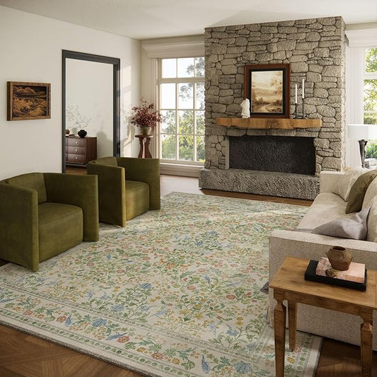 10x12 Area Rugs for Living Room: Washable Rug Stain Resistant Non Slip Low Pile Ultra Soft Faux Wool Lightweight Large Rugs for Bedroom Dining Room Under Table Rug Nursery Farmhouse Home Office Indoor