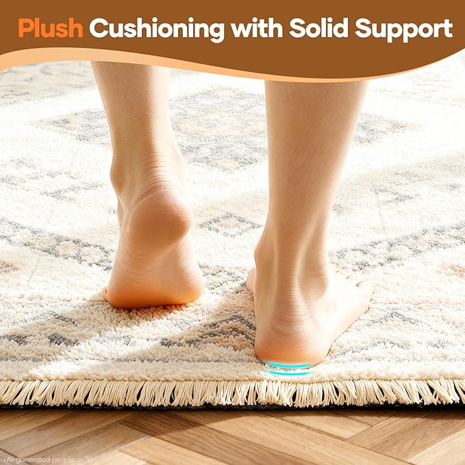 Veken 7 Ft Round Non Slip Cushioned Rug Pad Gripper, Felt and Silicone Backing, 1/8" Thick, Carpet Liner Protector Mat for Area Rugs and Hardwood Floors, Keep Rugs Safe and in Place