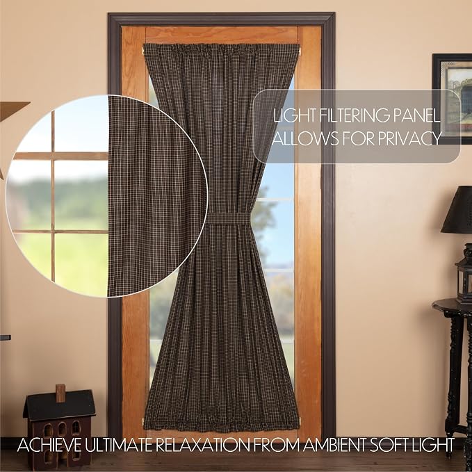 VHC Brands, Kettle Grove, Cotton, 72x40, Plaid, Door Panel, Black
